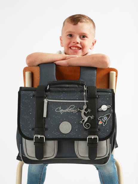 Boekentas Voor Kinderen 2 Compartimenten Cameleon Grijs vintage urban CA35 ander zicht 2