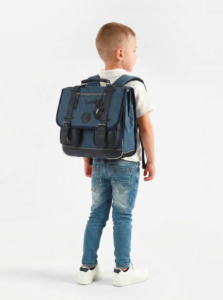 Boekentas 2 Compartimenten Cameleon Blauw vintage color - VIC-CA35 ander zicht 1