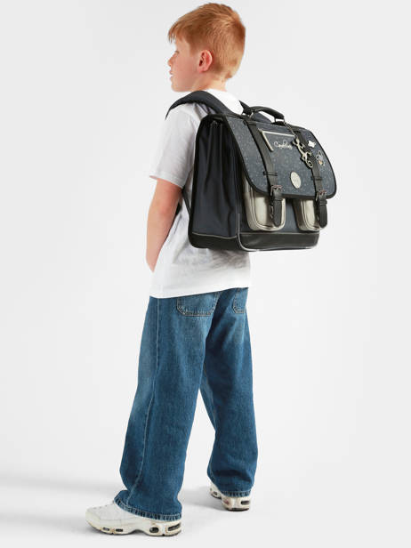 Boekentas 3 Compartimenten Cameleon Grijs vintage urban CA41 ander zicht 1