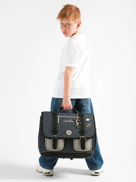 Boekentas 3 Compartimenten Cameleon Grijs vintage urban CA41 ander zicht 2