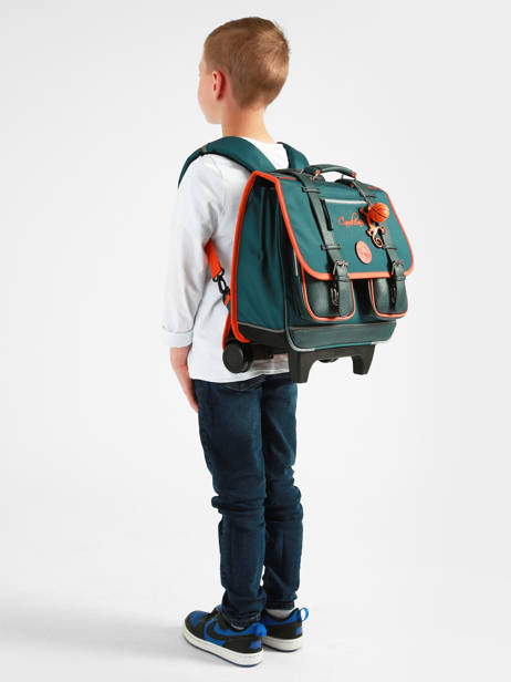 Boekentas Op Wieltjes 2 Compartimenten Cameleon Oranje vintage urban CR38 ander zicht 2