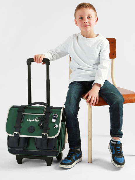 Boekentas Op Wieltjes 2 Compartimenten Cameleon Groen vintage urban CR38 ander zicht 1