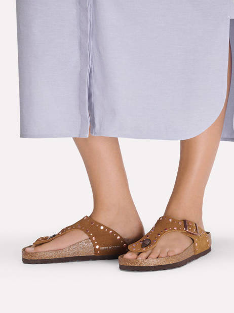 Slippers Uit Leder Birkenstock Bruin women 1031733 ander zicht 1