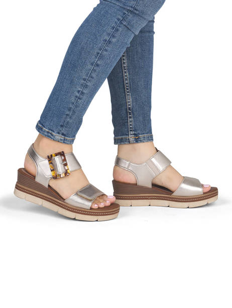 Sandalen Met Sleehak Uit Leder Remonte Goud women 90 ander zicht 1