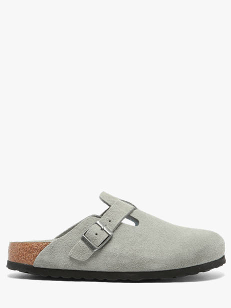 Slippers Boston Uit Leder Birkenstock Grijs women 1031657