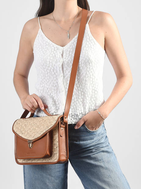Cross Body Tas Melle George Raffia En Leder Paul marius Beige raphia GEORGRAP ander zicht 1
