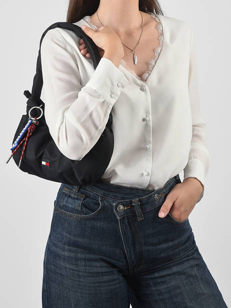 Schoudertas Tjw Icon Gerecycleerd Polyester Tommy hilfiger Zwart tjw icon AW18780 ander zicht 1