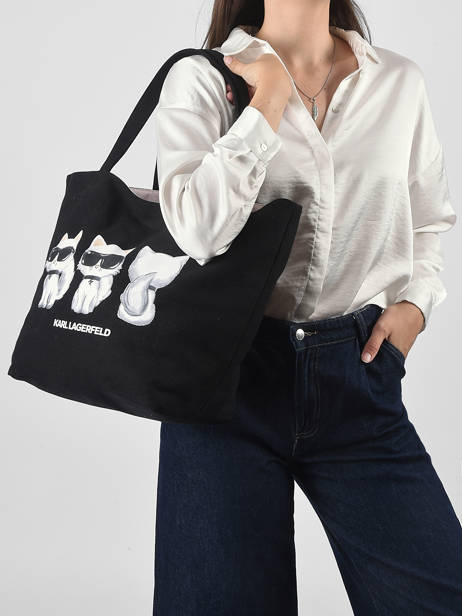 Schoudertas K Ikon Katoen Karl lagerfeld Zwart k ikon B3W50017 ander zicht 1