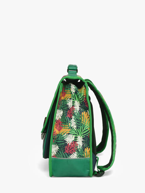 Boekentas Kind 2 Compartimenten Cameleon Groen retro CA38 ander zicht 2