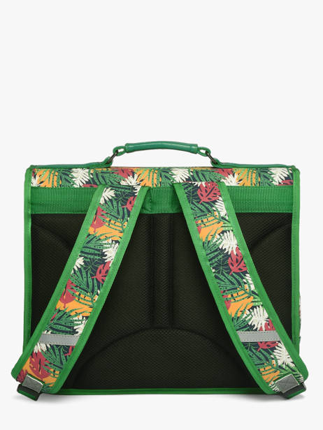 Boekentas Kind 2 Compartimenten Cameleon Groen retro CA38 ander zicht 4