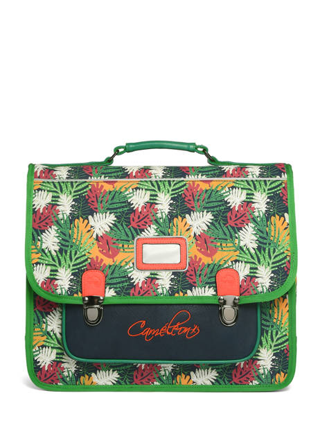 Boekentas Kind 2 Compartimenten Cameleon Groen retro CA38 ander zicht 5