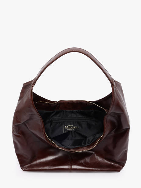 Schoudertas Shiny Sauvage Leder Milano Bruin shiny sauvage SS26061 ander zicht 2