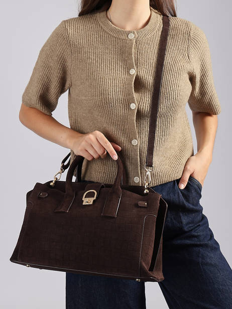 Handtas M Equestre Croco Leder Etrier Bruin equestre croco EEQC142M ander zicht 2
