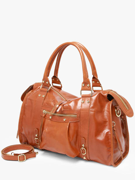 Schoudertas Shiny Sauvage Leder Milano Bruin shiny sauvage SS24095 ander zicht 1