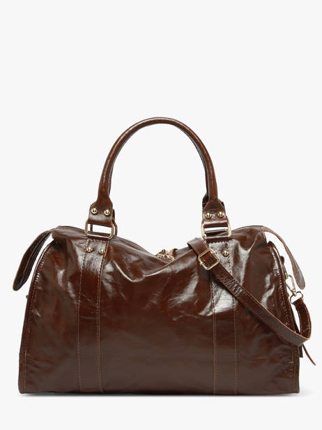Schoudertas Shiny Sauvage Leder A4 Milano Bruin shiny sauvage SS24095 ander zicht 4
