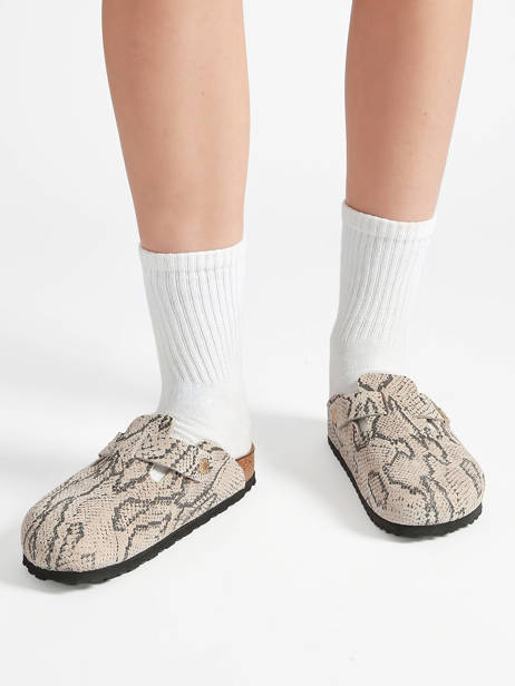Slippers Uit Leder Birkenstock Grijs women 1033086 ander zicht 1
