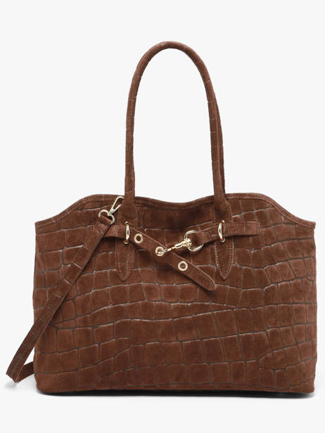 Handtas Velvet Croco Leder Milano Bruin velvet croco CV26063