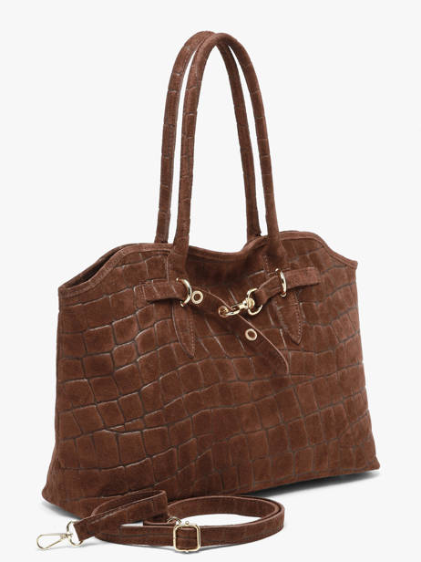 Handtas Velvet Croco Leder Milano Bruin velvet croco CV26063 ander zicht 1