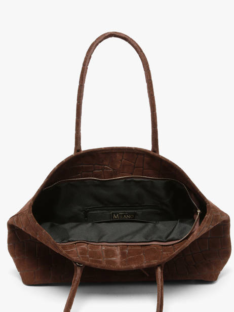 Handtas Velvet Croco Leder Milano Bruin velvet croco CV26063 ander zicht 2