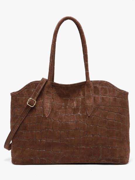 Handtas Velvet Croco Leder Milano Bruin velvet croco CV26063 ander zicht 3