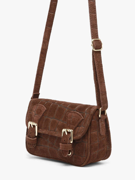 Cross Body Tas Velvet Croco Leder Milano Bruin velvet croco CV26062 ander zicht 1