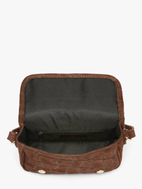 Cross Body Tas Velvet Croco Leder Milano Bruin velvet croco CV26062 ander zicht 2