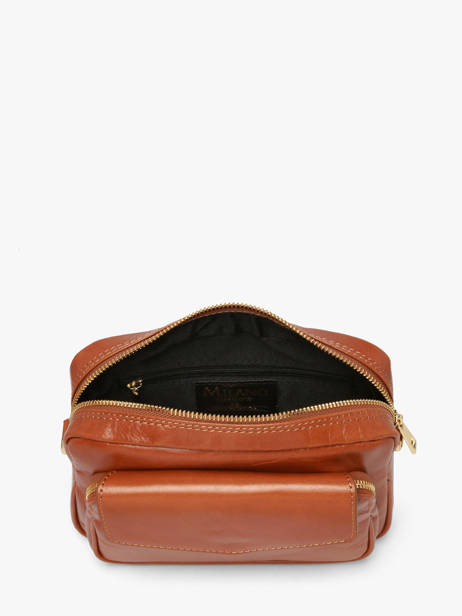Cross Body Tas Shiny Sauvage Leder Milano Bruin shiny sauvage SS25067 ander zicht 2