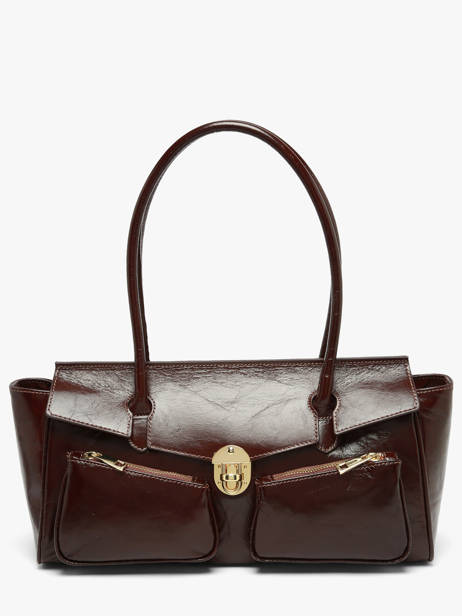 Baguette-tas Shiny Sauvage Leder Milano Bruin shiny sauvage SS26063