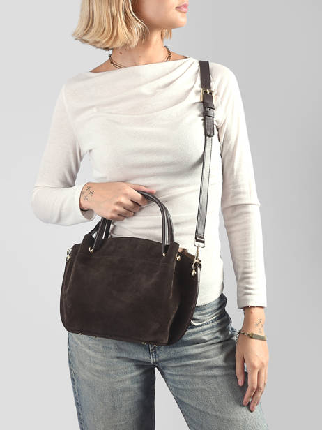 Cross Body Tas Suede Louisa Leder Lancaster Bruin suede louisa 103 ander zicht 1