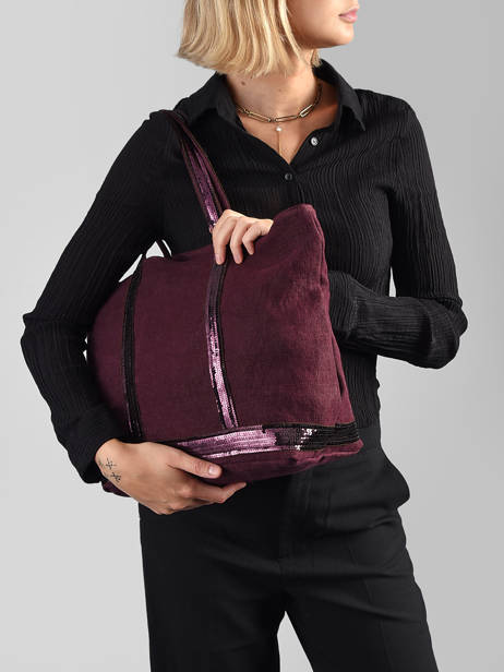 Handtas Met Rits M Le Cabas Linnen Pailletten Vanessa bruno Violet cabas lin 31V40378 ander zicht 1