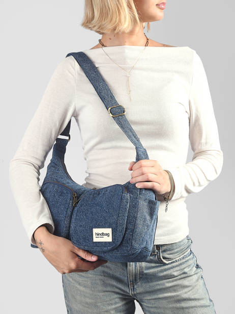 Cross Body Tas Emile Denim Katoen Hindbag Blauw denim DE ander zicht 1