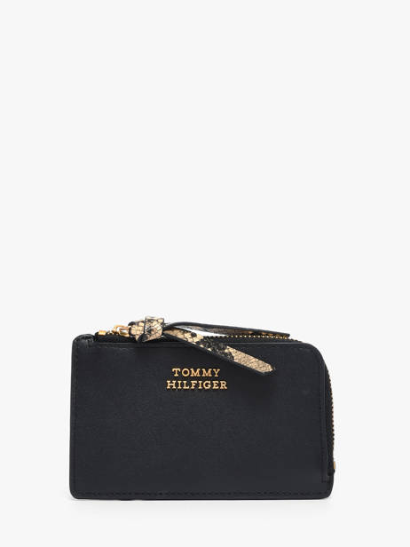 Portefeuille Leder Tommy hilfiger Zwart th leather AW18937