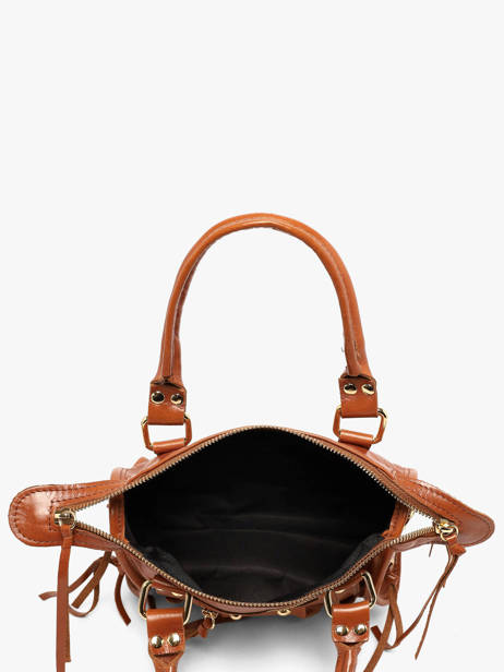 Handtas Shiny Sauvage Leder Milano Bruin shiny sauvage SS24093 ander zicht 2
