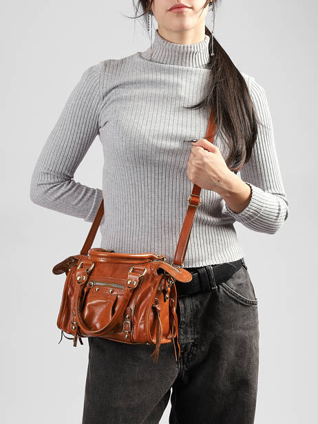 Handtas Shiny Sauvage Leder Milano Bruin shiny sauvage SS24093 ander zicht 1
