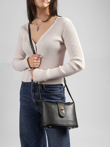 Cross Body Tas Caviar Leder Milano Zwart caviar CA26065 ander zicht 1