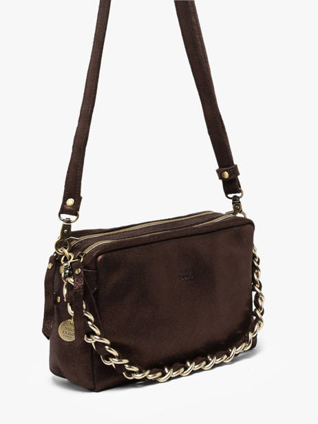 Cross Body Tas Vintage Leder Mila louise Bruin vintage 23673X ander zicht 2