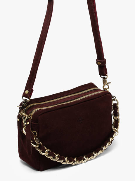Cross Body Tas Vintage Leder Mila louise Rood vintage 23673V ander zicht 1