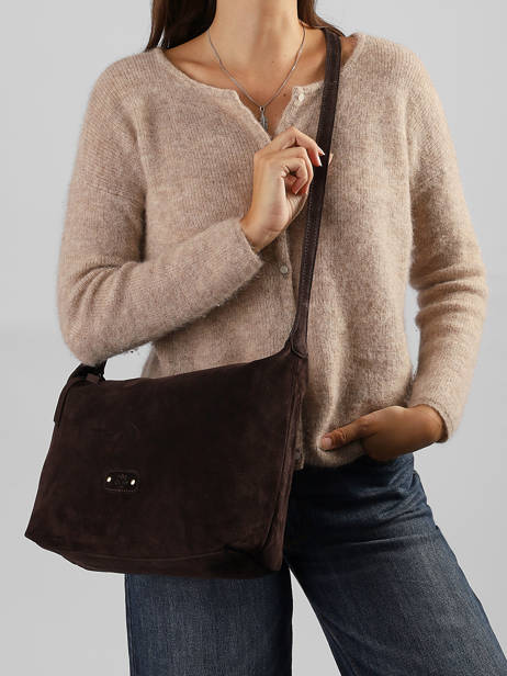 Cross Body Tas Vintage Leder Mila louise Bruin vintage 23067V ander zicht 1