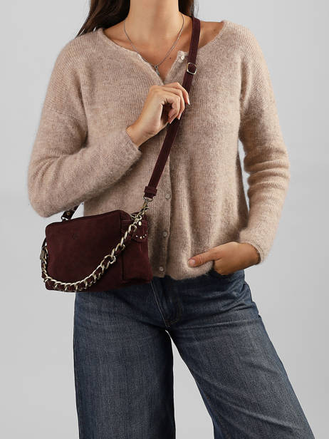 Cross Body Tas Vintage Leder Mila louise Rood vintage 23673V ander zicht 1