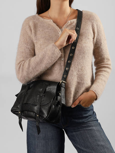 Cross Body Tas Vintage Leder Mila louise Zwart vintage 3917E1 ander zicht 1