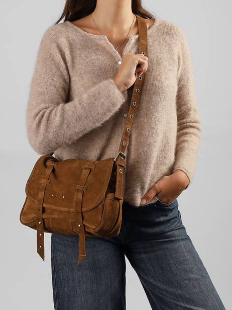 Cross Body Tas Vintage Leder Mila louise Bruin vintage 3917V ander zicht 1