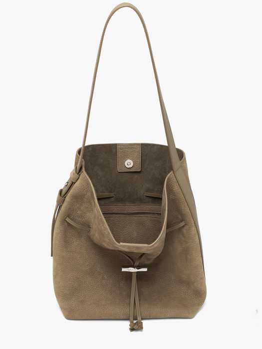 Longchamp Le roseau coulisse nubuck Schoudertas Bruin