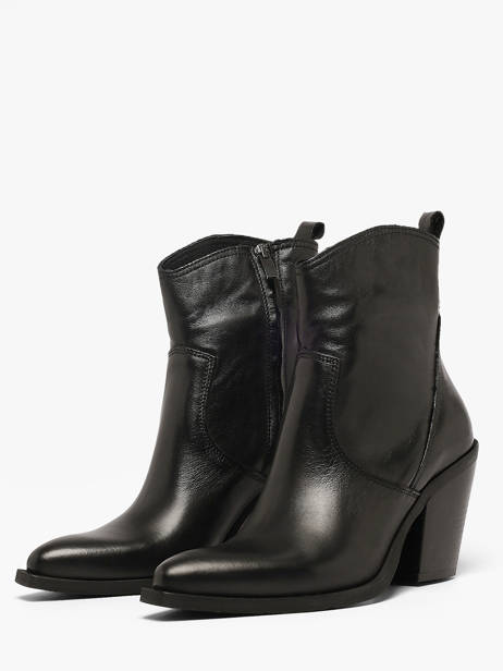 Enkellaarsjes Met Hak Tronchetti Texani Uit Leder Metisse Zwart women XD798 ander zicht 1