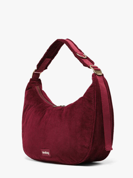 Schoudertas Velours Ribfluweel Hindbag Rood velours V ander zicht 1