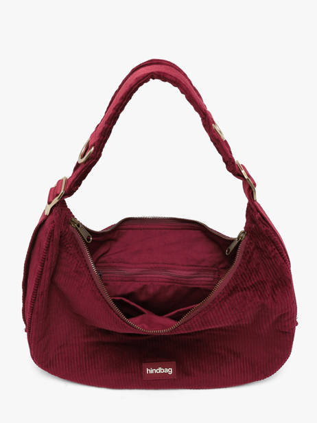 Schoudertas Velours Ribfluweel Hindbag Rood velours V ander zicht 2