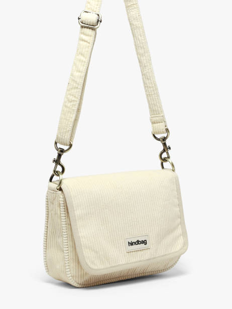 Cross Body Tas Velours Ribfluweel Hindbag Beige velours V ander zicht 1