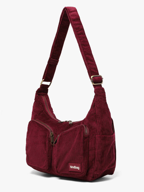 Cross Body Tas Velours Ribfluweel Hindbag Rood velours V ander zicht 1