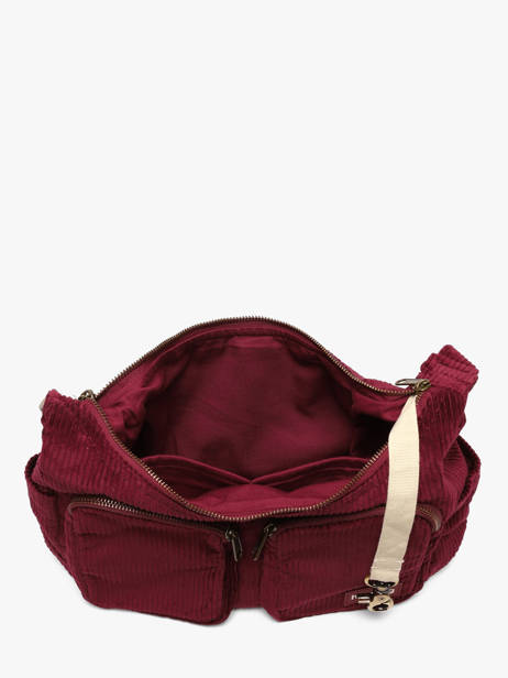 Cross Body Tas Velours Ribfluweel Hindbag Rood velours V ander zicht 2