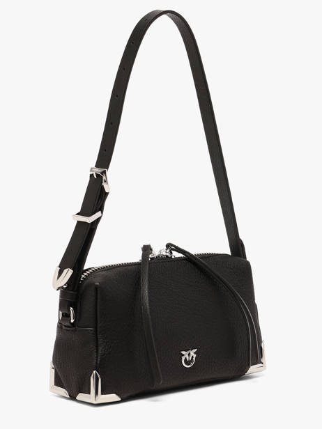 Cross Body Tas Mini Bauletto Leder Pinko Zwart love bag soft 6967A3CX ander zicht 2