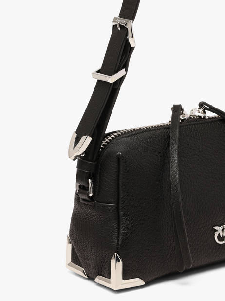 Cross Body Tas Mini Bauletto Leder Pinko Zwart love bag soft 6967A3CX ander zicht 3